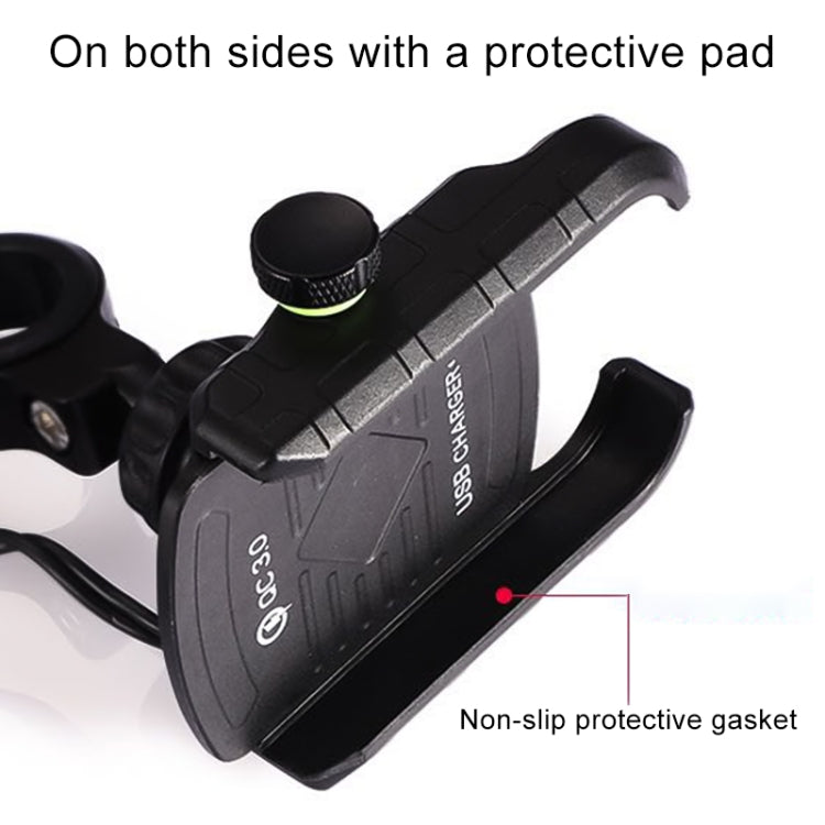 Motorcycles / Bicycle USB Charger QC 3.0 Fast Charging Phone Bracket, Suitable for 6-9cm Device