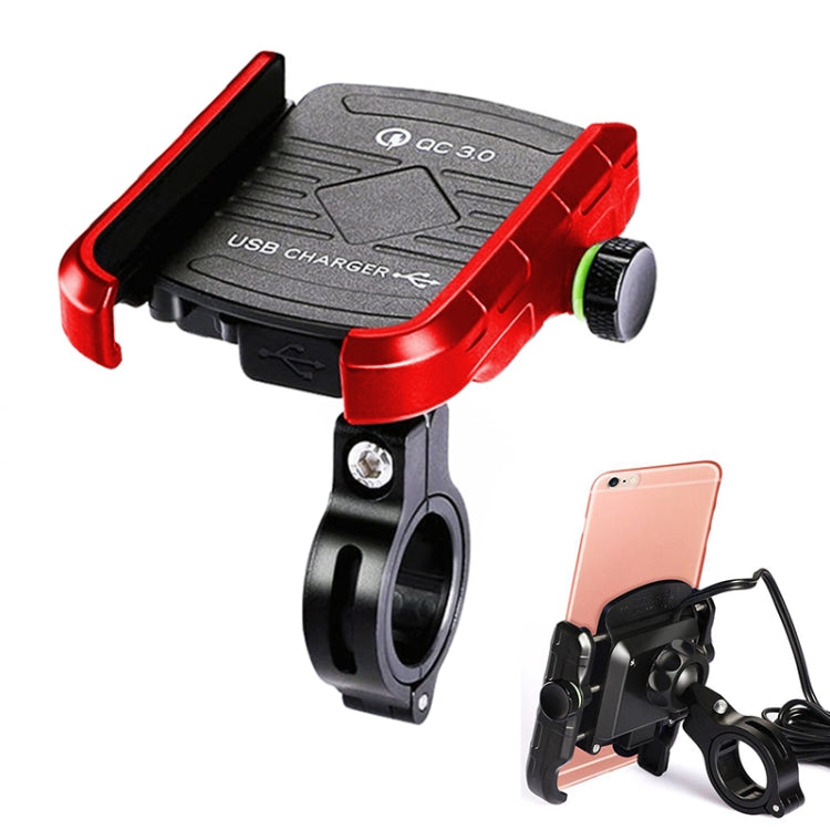 Motorcycles / Bicycle USB Charger QC 3.0 Fast Charging Phone Bracket, Suitable for 6-9cm Device