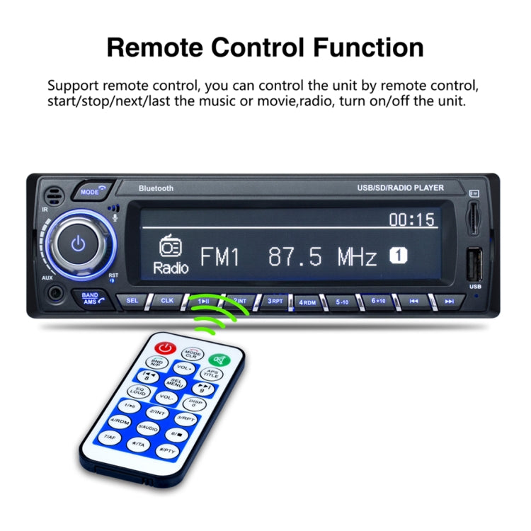 3101 Car Single Din Stereo Radio MP3 Audio Player with Remote Control, Support Bluetooth Hand-free Calling / FM / USB / SD Slot
