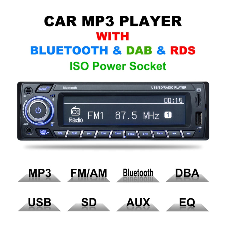 3101 Car Single Din Stereo Radio MP3 Audio Player with Remote Control, Support Bluetooth Hand-free Calling / FM / USB / SD Slot