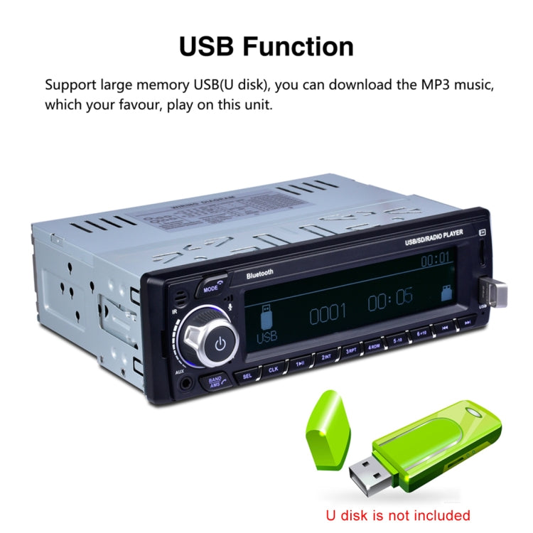 3101 Car Single Din Stereo Radio MP3 Audio Player with Remote Control, Support Bluetooth Hand-free Calling / FM / USB / SD Slot