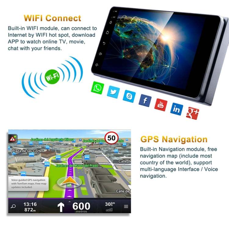 6155C HD 2 Din 7 inch Car Radio Receiver MP5 Player, Android 8.1, Support Phone Link & FM & AM & Bluetooth & WIFI & GPS for Toyota