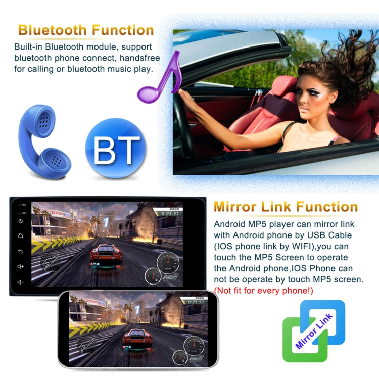 6155C HD 2 Din 7 inch Car Radio Receiver MP5 Player, Android 8.1, Support Phone Link & FM & AM & Bluetooth & WIFI & GPS for Toyota