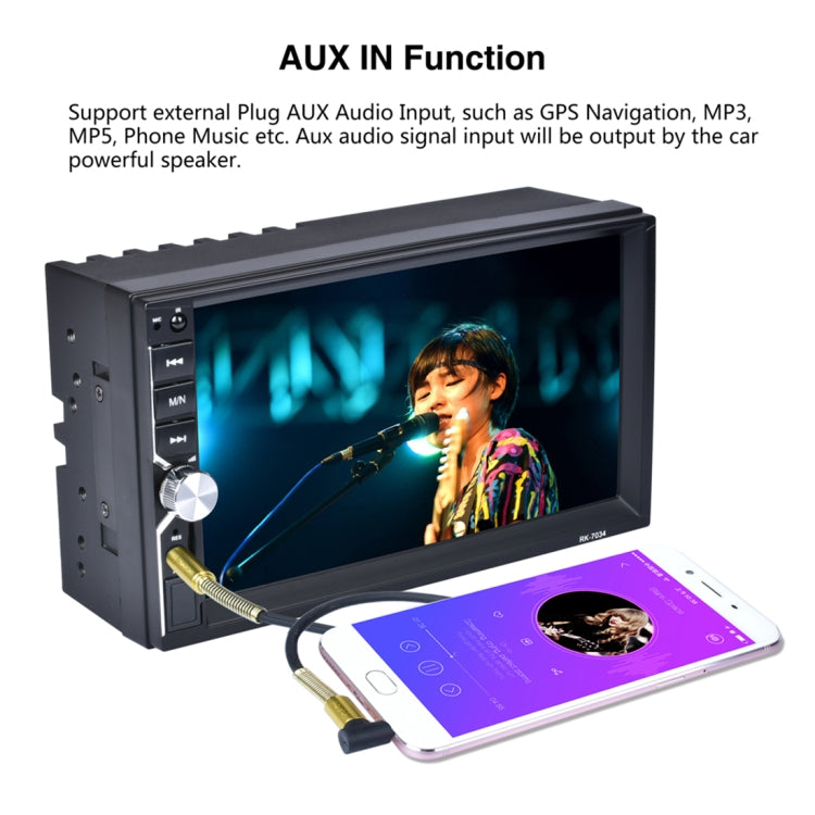 7034 HD 2 Din 7 inch Car Radio Receiver MP5 Player, Support FM & AM & Bluetooth & TF Card
