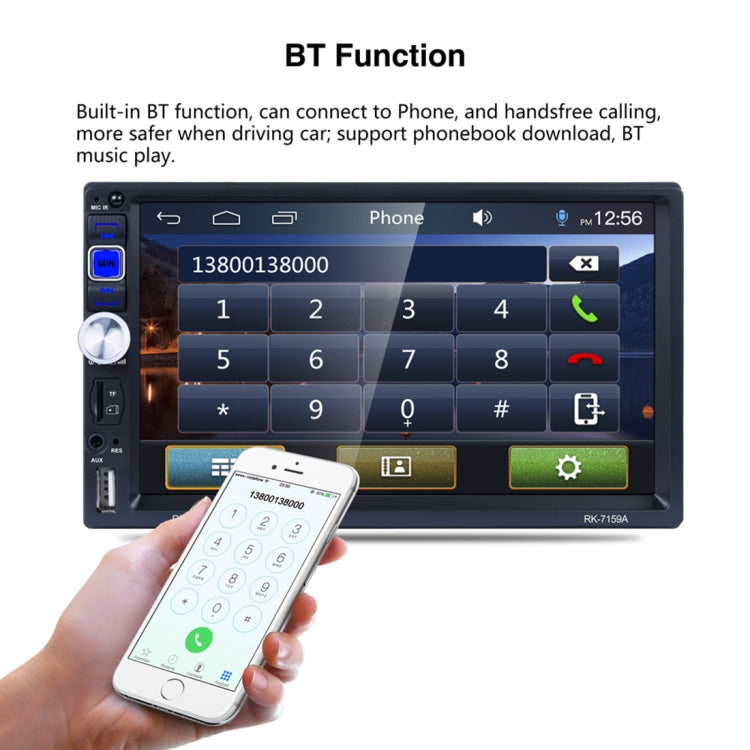 7159A HD 2 Din 7 inch Car Radio Receiver MP5 Player, Support FM & Bluetooth & TF Card