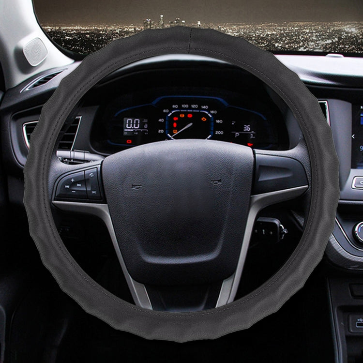Universal Car Wave Matte Leather + Cotton Steering Wheel Cover, Diameter: 38cm