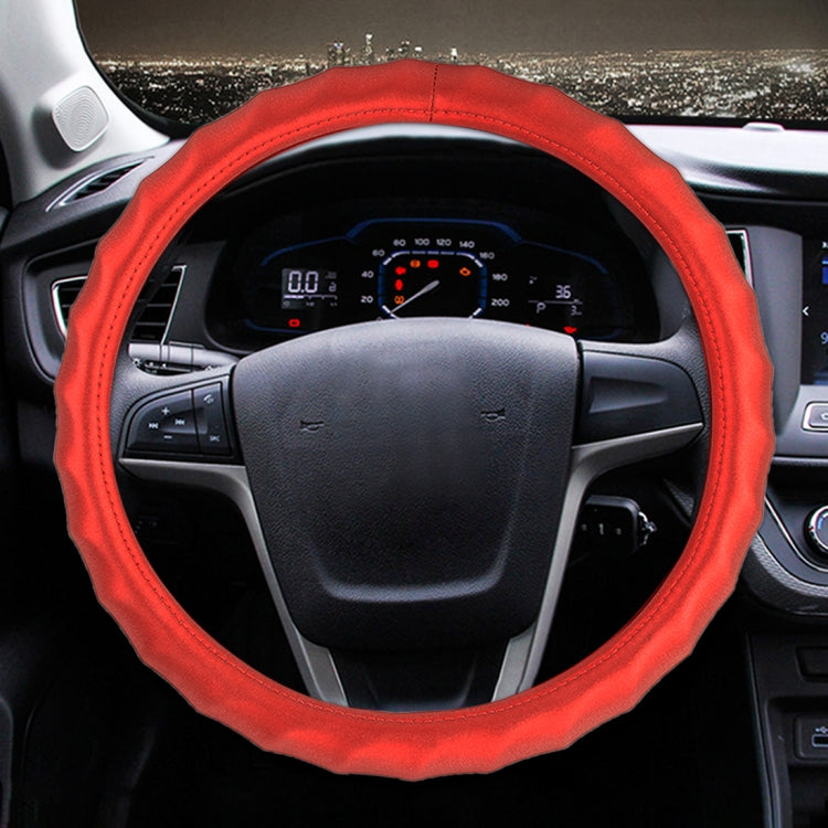 Universal Car Wave Matte Leather + Cotton Steering Wheel Cover, Diameter: 38cm