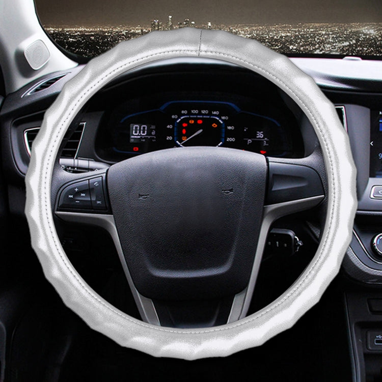 Universal Car Wave Matte Leather + Cotton Steering Wheel Cover, Diameter: 38cm