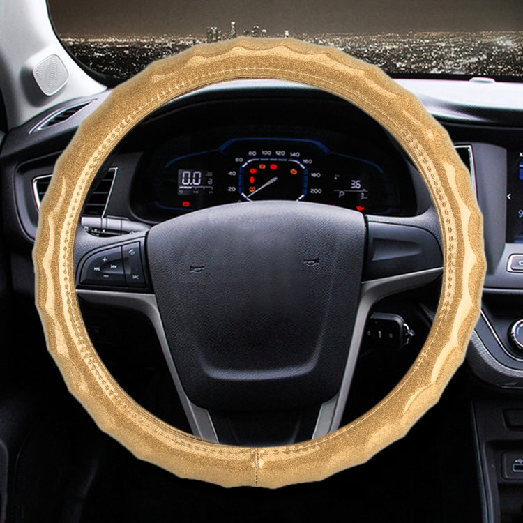 Universal Car Wave Texture Plating Leather Steering Wheel Cover, Diameter: 38cm