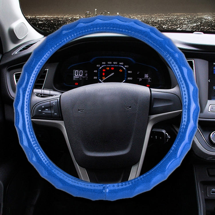 Universal Car Wave Texture Plating Leather Steering Wheel Cover, Diameter: 38cm