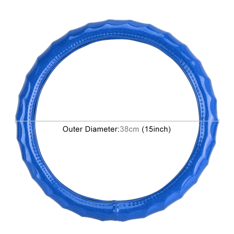 Universal Car Wave Texture Plating Leather Steering Wheel Cover, Diameter: 38cm