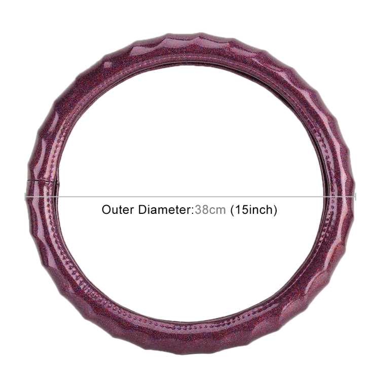 Universal Car Wave Texture Plating Leather Steering Wheel Cover, Diameter: 38cm