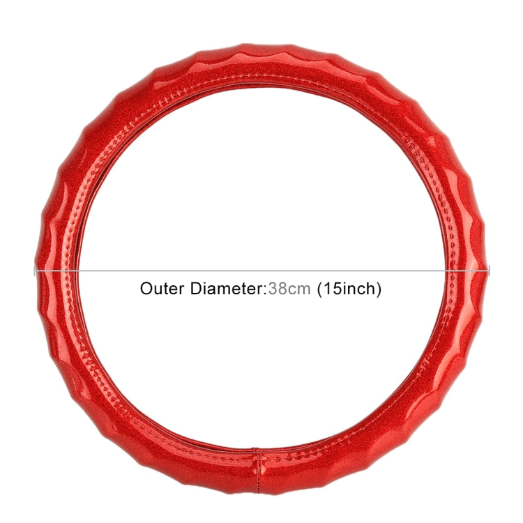 Universal Car Wave Texture Plating Leather Steering Wheel Cover, Diameter: 38cm