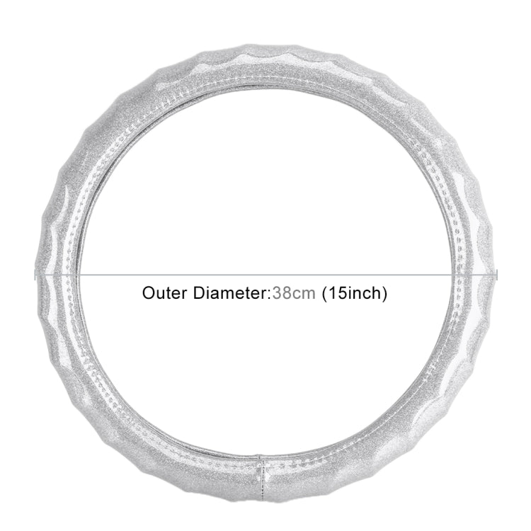 Universal Car Wave Texture Plating Leather Steering Wheel Cover, Diameter: 38cm
