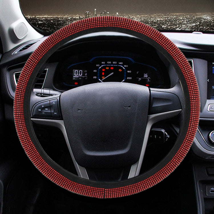 Universal Car Leather + Diamond Steering Wheel Cover, Diameter: 38cm