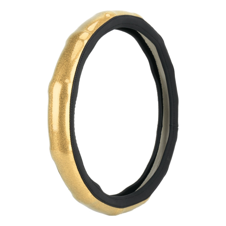 Universal Car Plating Bamboo Knot Leather Steering Wheel Cover, Diameter: 38cm