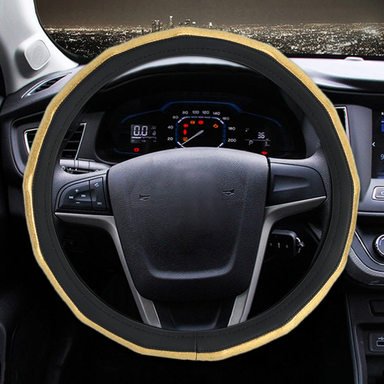 Universal Car Plating Bamboo Knot Leather Steering Wheel Cover, Diameter: 38cm
