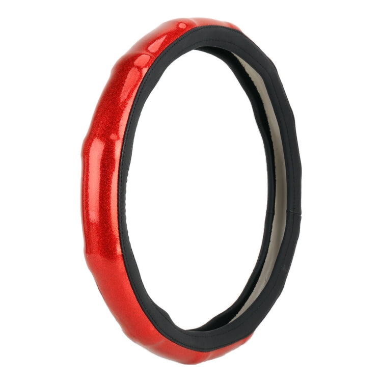 Universal Car Plating Bamboo Knot Leather Steering Wheel Cover, Diameter: 38cm
