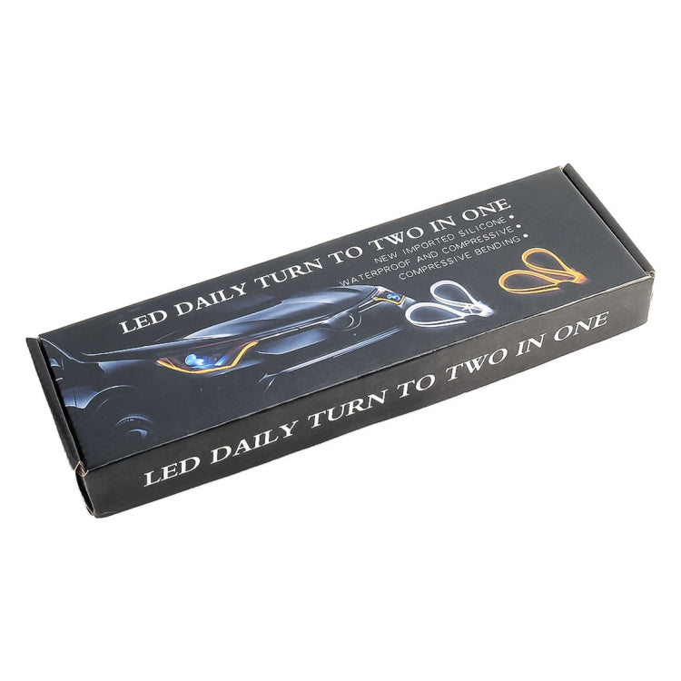 2 PCS 30cm DC12V 3.2W Ultra-thin Car Auto Double Colors Turn Lights / Running Lights (Turn Lights: Yellow Light; Running Lights: White Light)