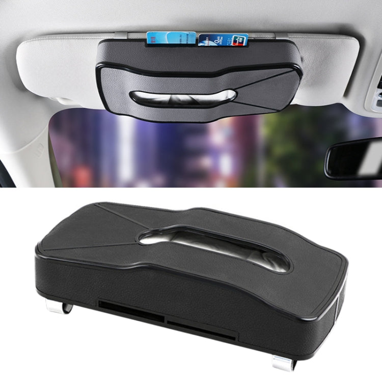 DERANFU Multi-function Car Hang Type PU Leather Towel Box with Card Slot