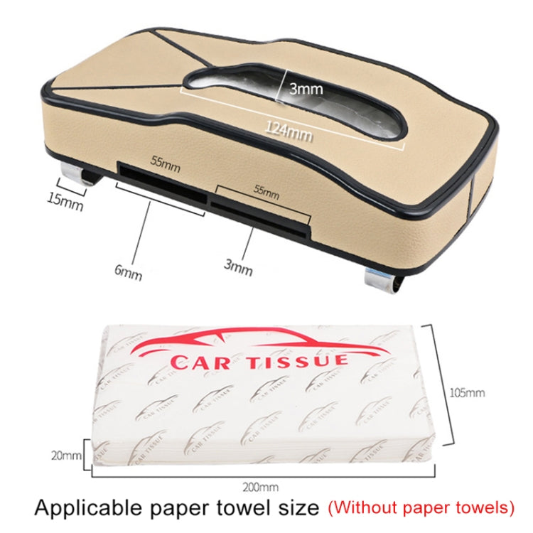 DERANFU Multi-function Car Hang Type PU Leather Towel Box with Card Slot