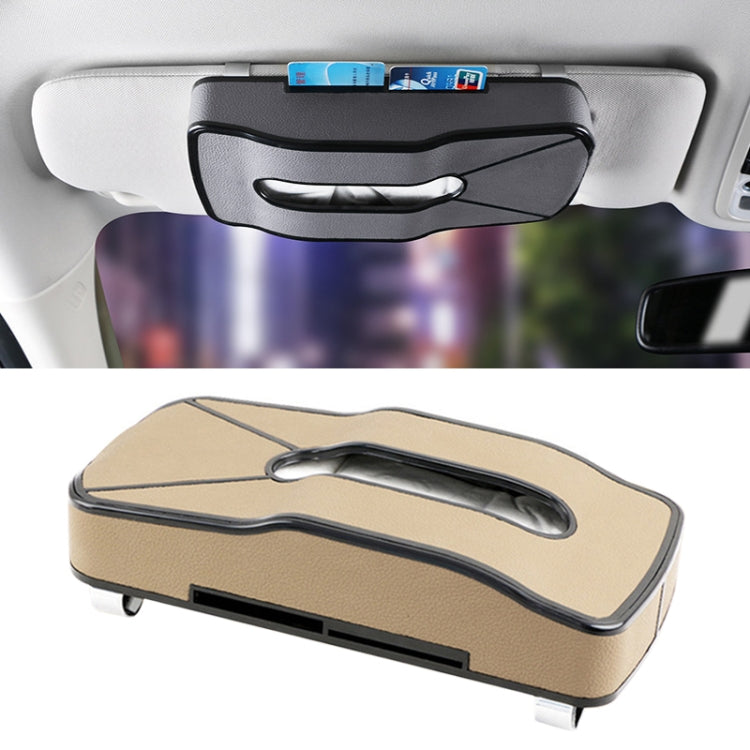 DERANFU Multi-function Car Hang Type PU Leather Towel Box with Card Slot