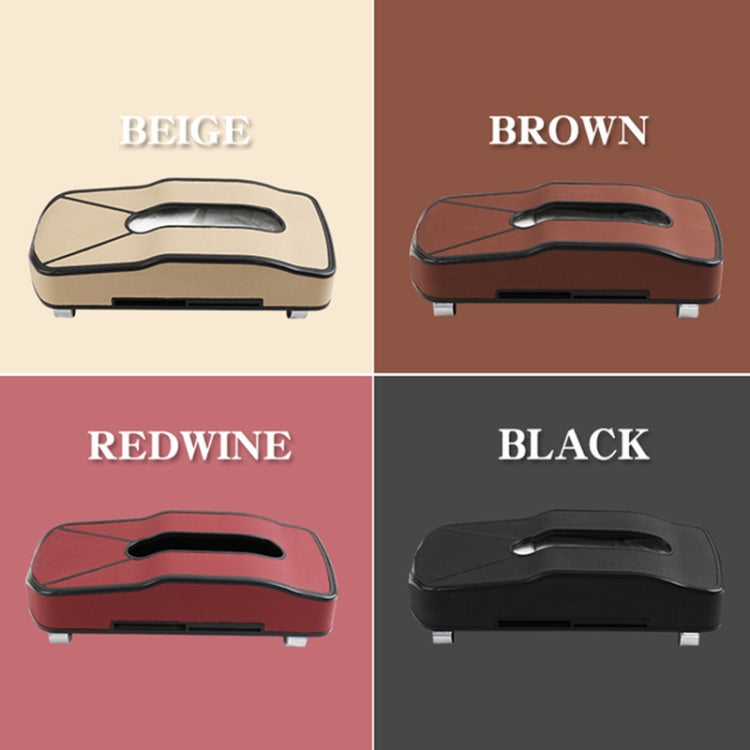 DERANFU Multi-function Car Hang Type PU Leather Towel Box with Card Slot