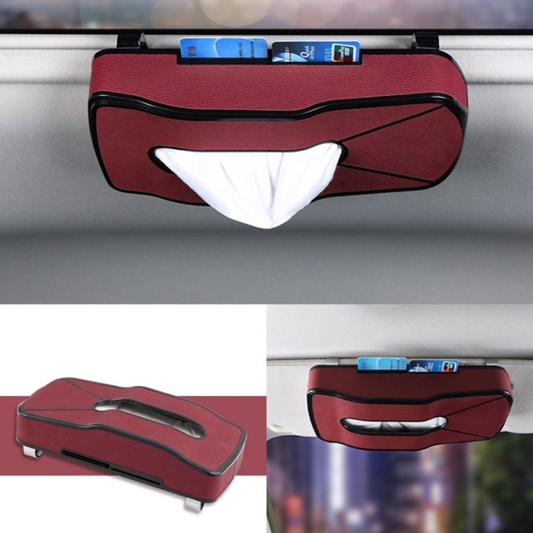 DERANFU Multi-function Car Hang Type PU Leather Towel Box with Card Slot