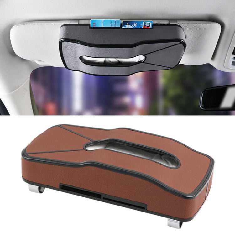 DERANFU Multi-function Car Hang Type PU Leather Towel Box with Card Slot