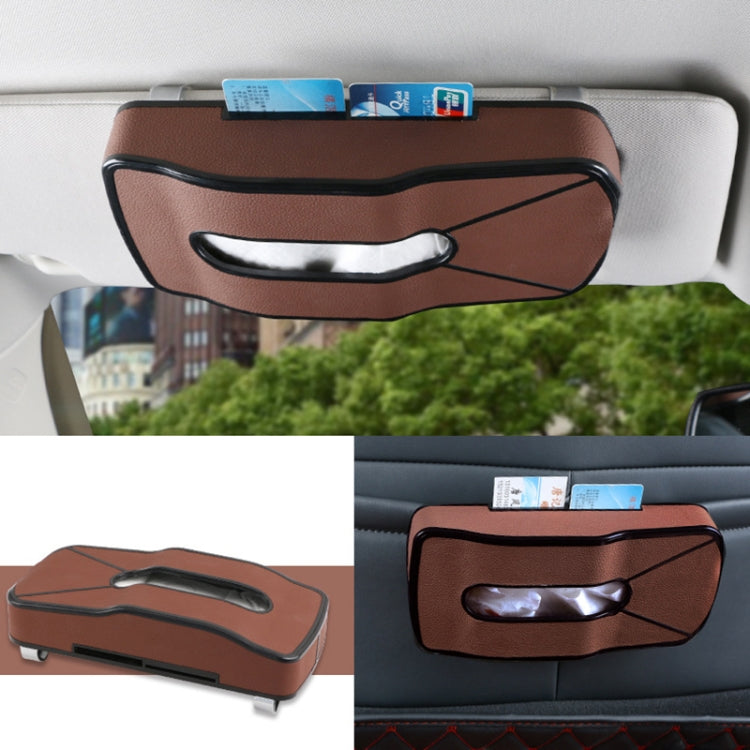 DERANFU Multi-function Car Hang Type PU Leather Towel Box with Card Slot