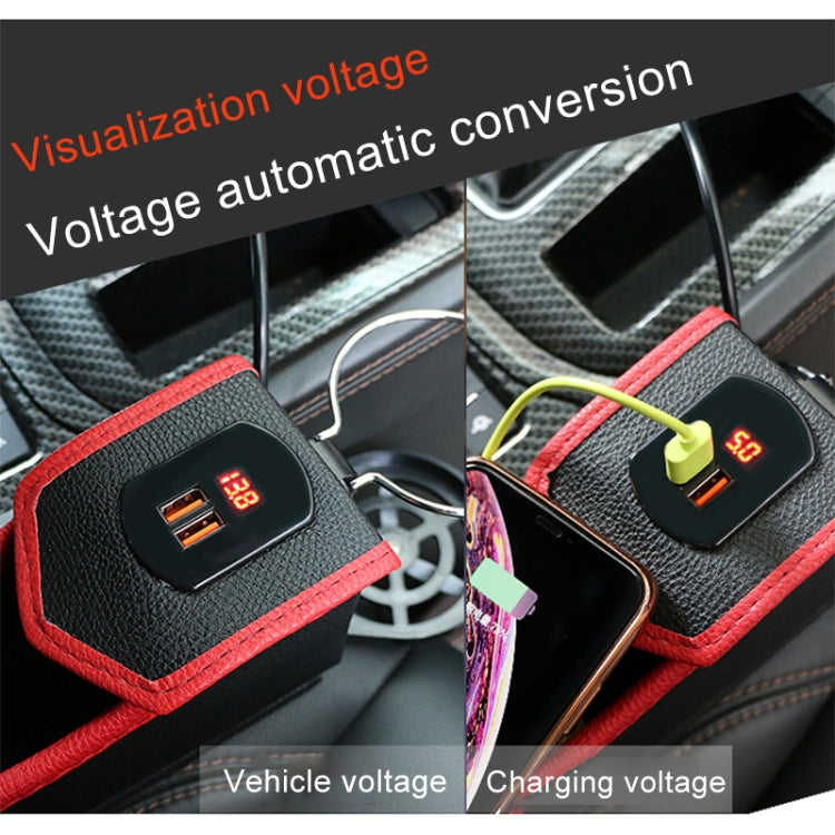 DERANFU Multi-function Car Co-pilot Position Dual USB Charging Digital Display Storage Box Crevice Water Cup Holder