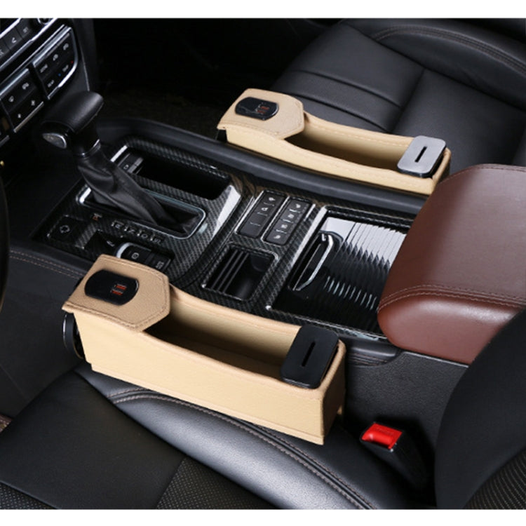 DERANFU Multi-function Car Co-pilot Position Dual USB Charging Digital Display Storage Box Crevice Water Cup Holder