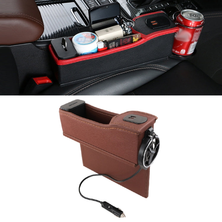 DERANFU Multi-function Car Co-pilot Position Dual USB Charging Digital Display Storage Box Crevice Water Cup Holder
