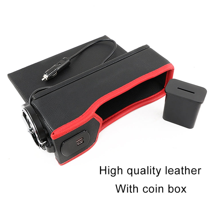 DERANFU Multi-function Car Co-pilot Position Dual USB Charging Digital Display Storage Box Crevice Water Cup Holder