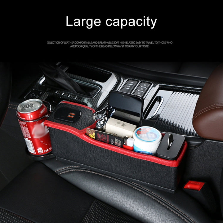 DERANFU Multi-function Car Main Driving Position Dual USB Charging Digital Display Storage Box Crevice Water Cup Holder