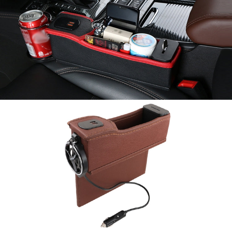 DERANFU Multi-function Car Main Driving Position Dual USB Charging Digital Display Storage Box Crevice Water Cup Holder