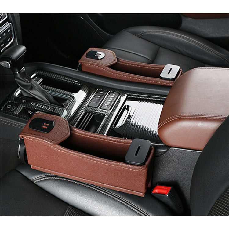 DERANFU Multi-function Car Main Driving Position Dual USB Charging Digital Display Storage Box Crevice Water Cup Holder