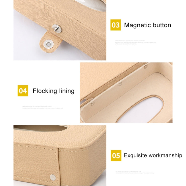 DERANFU Lichee Texture Multi-function Car Hang Type Towel Box with Card Holder