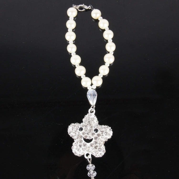 Flower Petal Style Diamond Smile Face Decoration With Pearl And Fur For Car And Household And Backbag