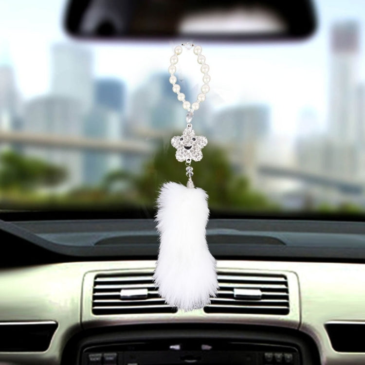 Flower Petal Style Diamond Smile Face Decoration With Pearl And Fur For Car And Household And Backbag