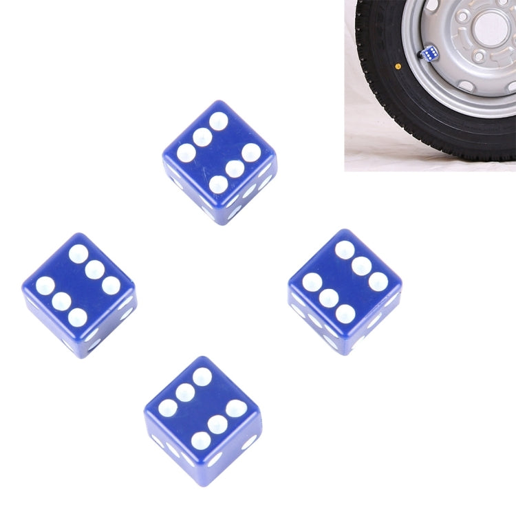 4 PCS Plastic Plated Dice Shape Universal Tire Valve Stem Cap