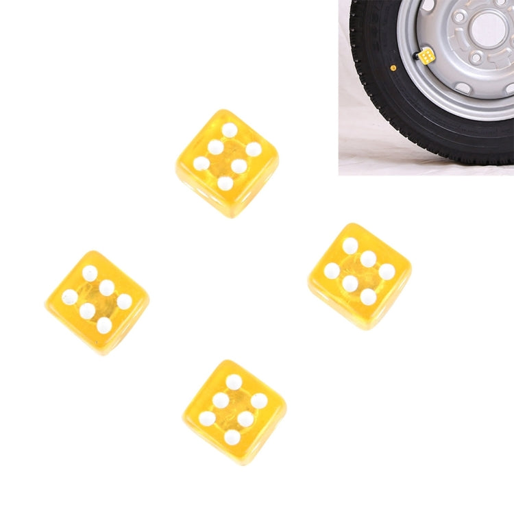 4 PCS Plastic Plated Dice Shape Universal Tire Valve Stem Cap