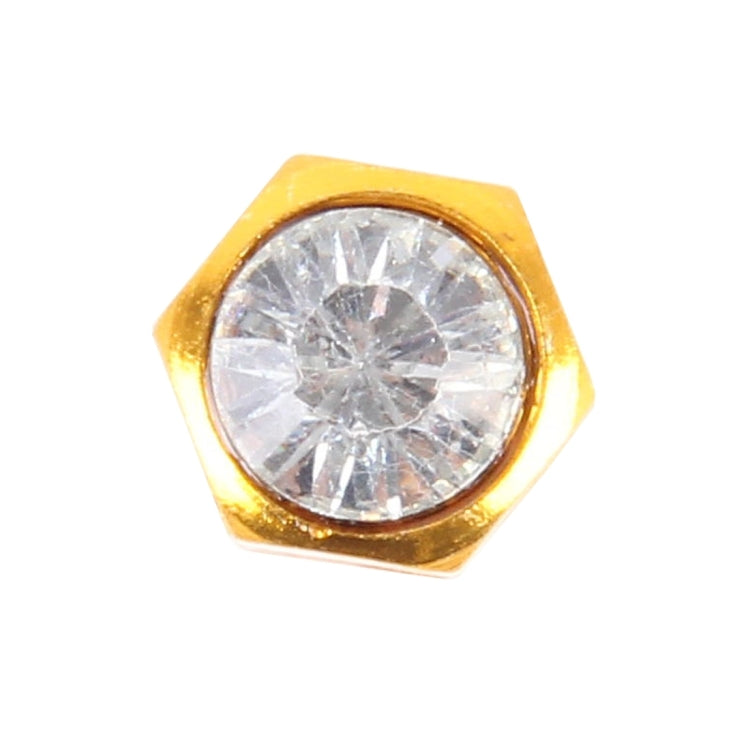 4PCS Metal Plated Hexagon Shape Universal Tire Valve Stem Cap With White Diamond