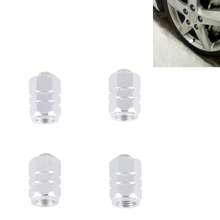 4PCS Metal Plated Hexagon Shape Universal Tire Valve Stem Cap With White Diamond