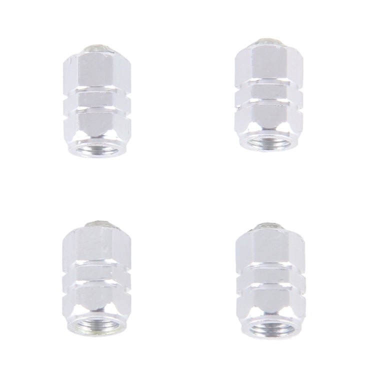 4PCS Metal Plated Hexagon Shape Universal Tire Valve Stem Cap With White Diamond