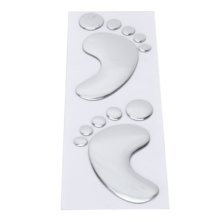 A Pair 3D Soft Rubber Car Stickers Feet Car Sticks Small Footprints Car Stickers Decorative Sticker(Silver),Size: 16 x 6cm