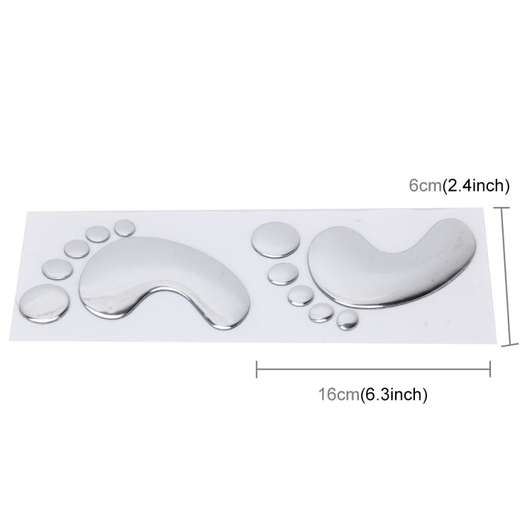 A Pair 3D Soft Rubber Car Stickers Feet Car Sticks Small Footprints Car Stickers Decorative Sticker(Silver),Size: 16 x 6cm