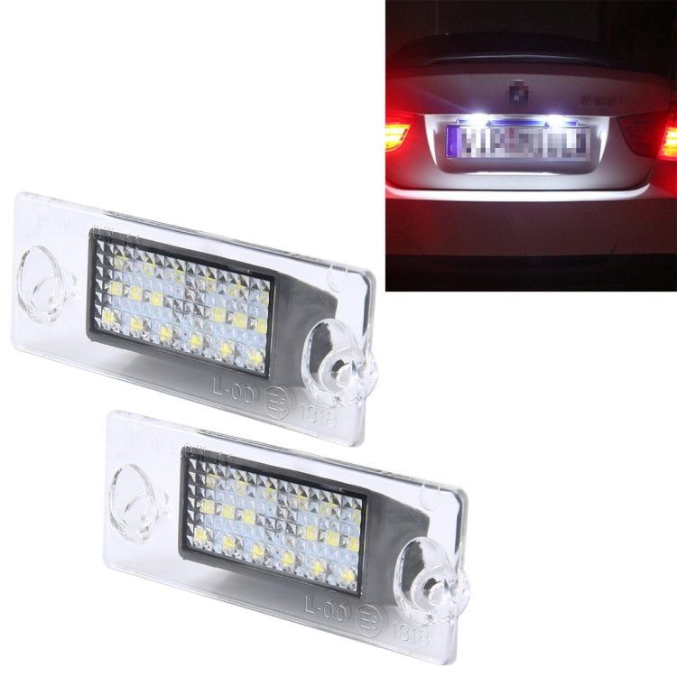 2 PCS License Plate Light with 18 SMD-3528 Lamps for Audi,2W 120LM, DC12V (White Light)