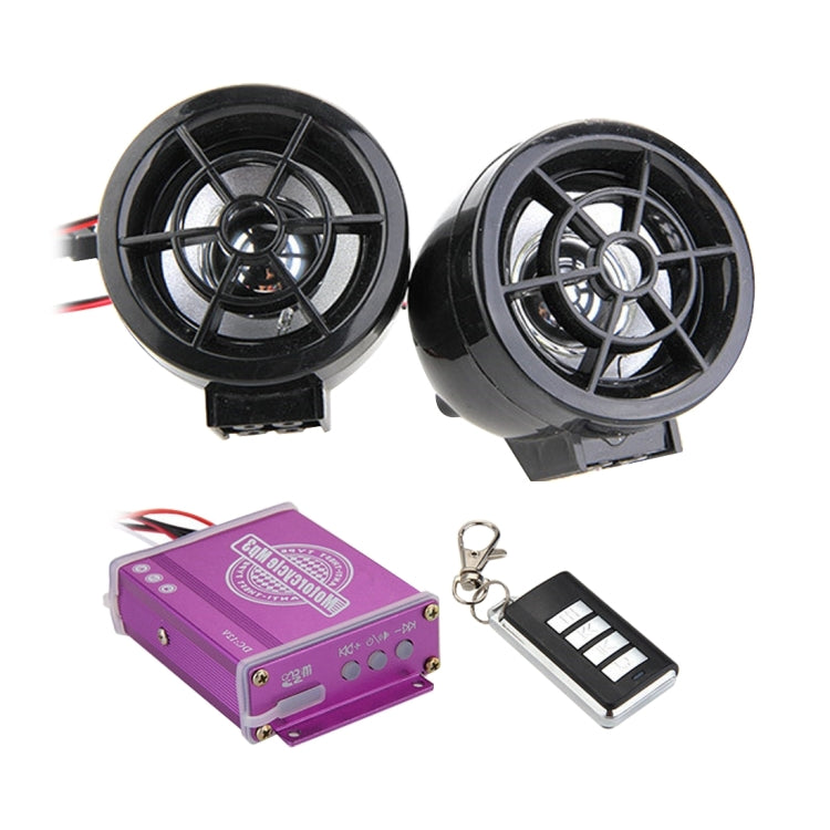 2 PCS Motorcycle Universal Waterproof Audio Alarm System, Support TF Card MP3 FM
