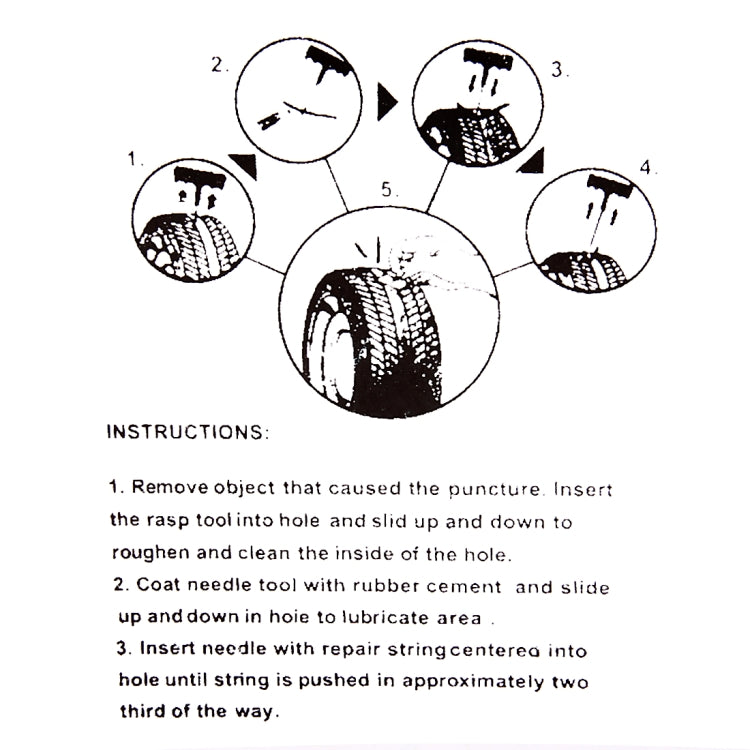 6 in 1 Car Tire ABS T-Handle Repair Kits with 4 Repairing Strips